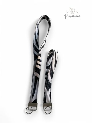 Schlüsselband  //  2 Längen // Softshell Zebra Schwarzweiss  // SOFORTKAUF