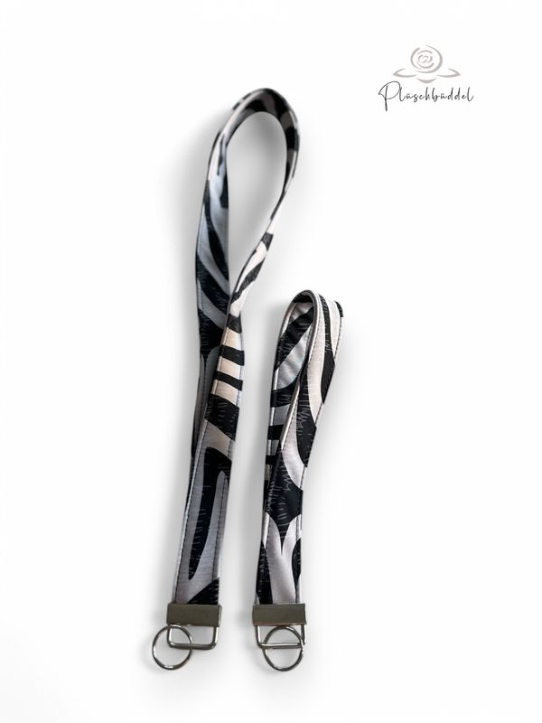 Schlüsselband  //  2 Längen // Softshell Zebra Schwarzweiss  // SOFORTKAUF