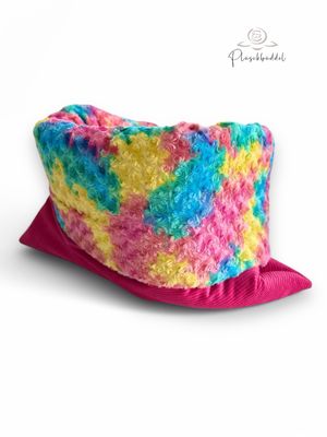 PLÜSCHBÜDDEL INDOOR CLASSIC // Cord Pink mit Rosenplüsch Regenbogen // Quadrat ca. 70x70 cm für kleinere Hunde // versandfertig auf Lager