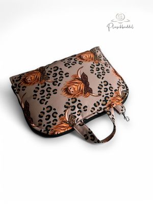POPOPOFA // Sitzfläche ca. 30x50 cm // Softshell Special Leokuh mit Bubbles Beige // Sitzkissen zum Zusammenklappen