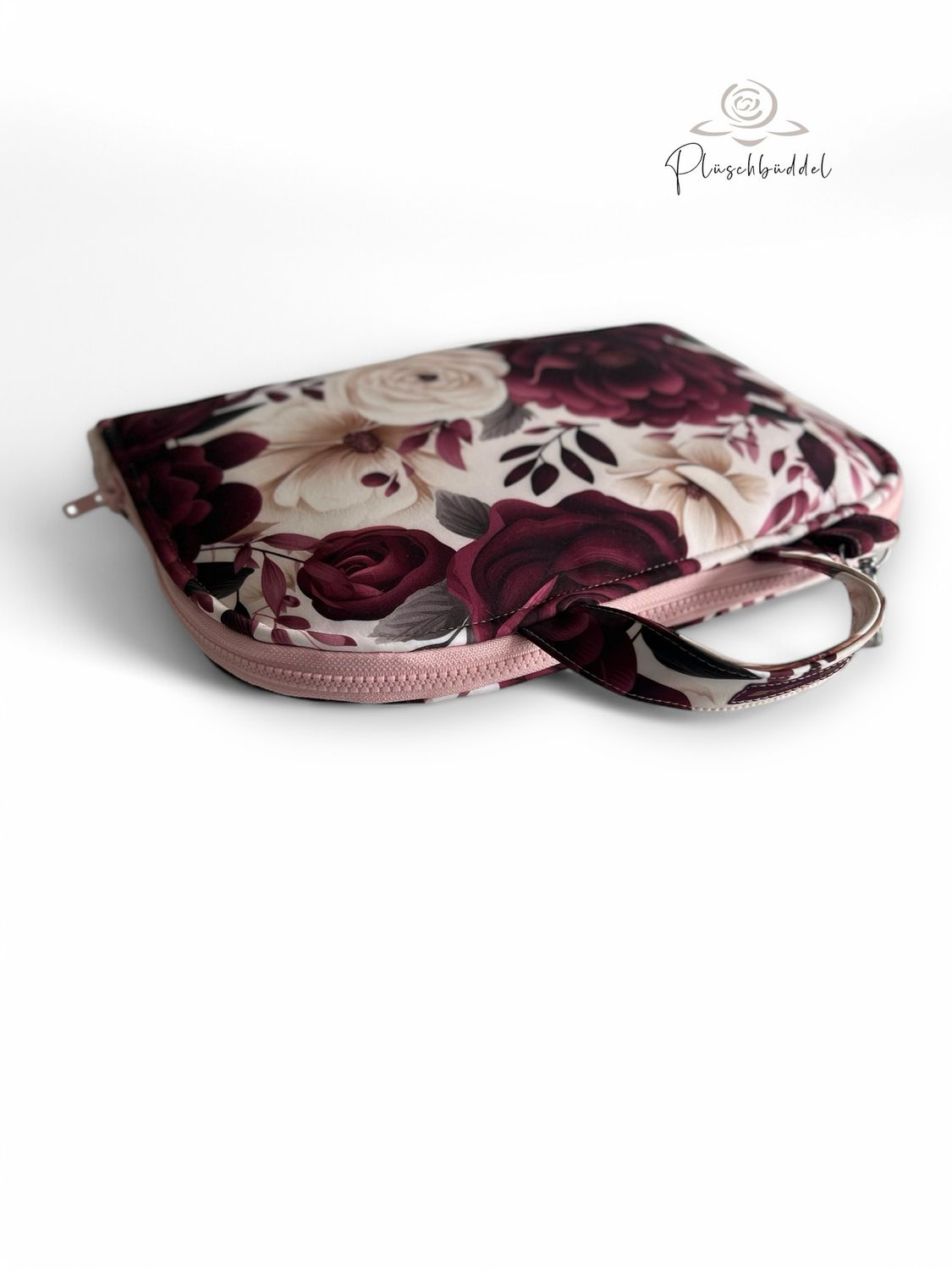 POPOPOFA // Sitzfläche ca. 30x50 cm // Softshell Special Red Roses mit Kunstfell Flamingo // Sitzkissen zum Zusammenklappen