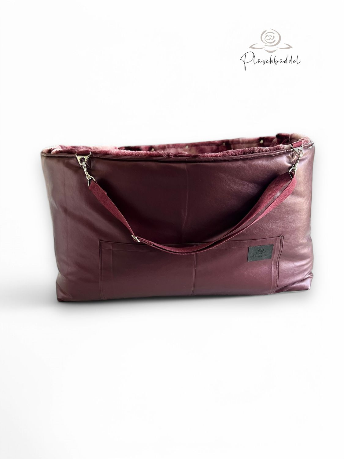 BÜDDELBAG SOFORTKAUF LXUUS //  Grösse L // Kunstleder Metallic Beere mit Wechsel-Inlet Cosmic Pflaume mit Tragegurt Bordeauxmelange
