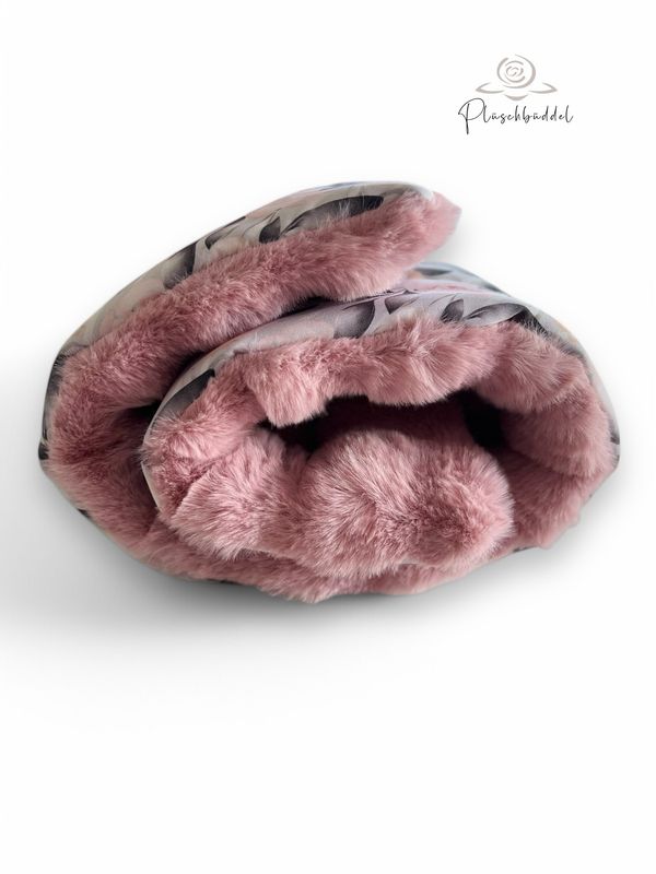 ROLLPOFA PREMIUM  // ca. 78 x 99 cm  // Softshell Pastellblumen auf Hellgrau mit Bubbles Rosé / Altrosa // mit 4 cm Volumenvlies inkl. Handgriff und Gummibänder
