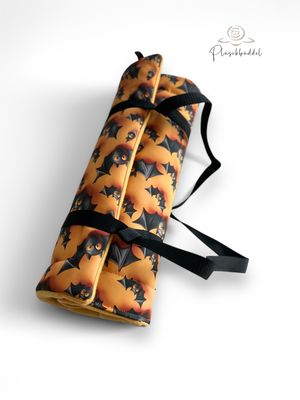 ROLLPOFA PREMIUM  // ca. 45 x 65 cm  // Softshell Special Fledermäuse mit Baumwollfleece Okker // mit 4 cm Volumenvlies inkl. Tragegurt
