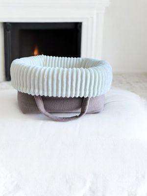 HOMYBAG CLASSIC SOFORTKAUF // Grösse S // Fleece Cappuccino mit Streifenplüschrosenplüsch Ecru-Sahne (Modell Louis)