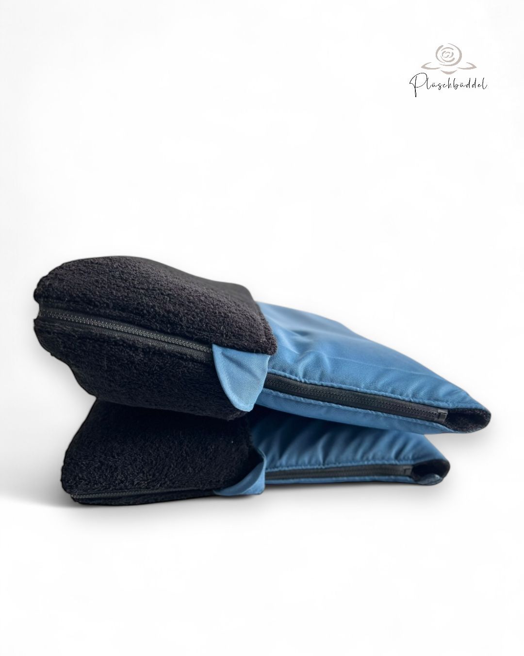 PLÜSCHBÜDDEL OUTDOOR CLASSIC // Größe XL ca. 145x65 cm // Outdoorgewebe Jeans  + Frottée Schwarz + Reissverschluss: Schwarz // SOFORTKAUF