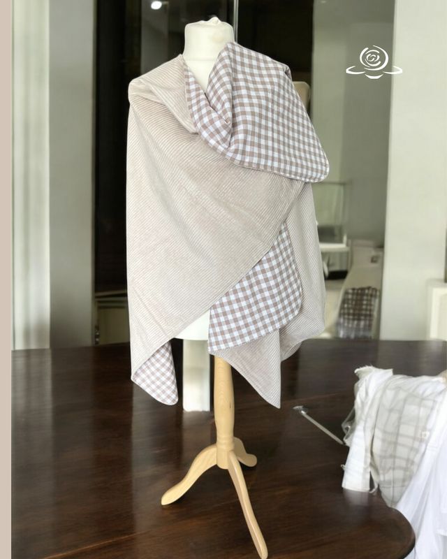 BODYPOFA CLASSIC // Cord Beige mit Baumwolle kariert // Optional  mit Druckknopf // Poncho, Cape, Überwurf zu. Wenden für Zweibeiner // SOFORTKAUF