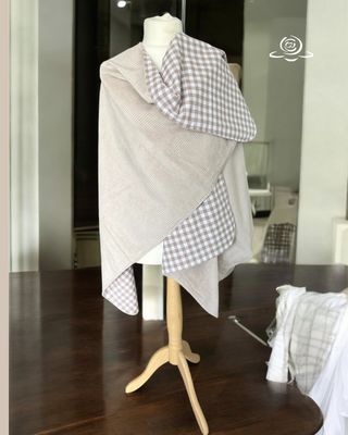 BODYPOFA CLASSIC // Cord Beige mit Baumwolle kariert // Optional  mit Druckknopf // Poncho, Cape, Überwurf zu. Wenden für Zweibeiner // SOFORTKAUF