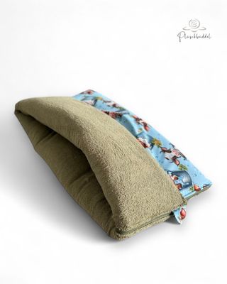 PLÜSCHBÜDDEL OUTDOOR PREMIUM // Softshell Special Moo im Eimer + Frottée Olive + Reißverschluss Olive // Quadrat ca. 75x70 cm für kleinere Hunde // SOFORTKAUF
