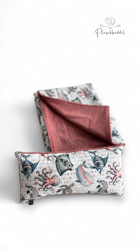 SOFAPOFA OUTDOOR PREMIUM ungefüttert  // Softshell  Special Boho Sea mit Frottée Altrosa inkl. Mini-Kissen // Decke ca. 100x140 inkl. Minikissen ca. 20x40 cm // SOFORTKAUF
