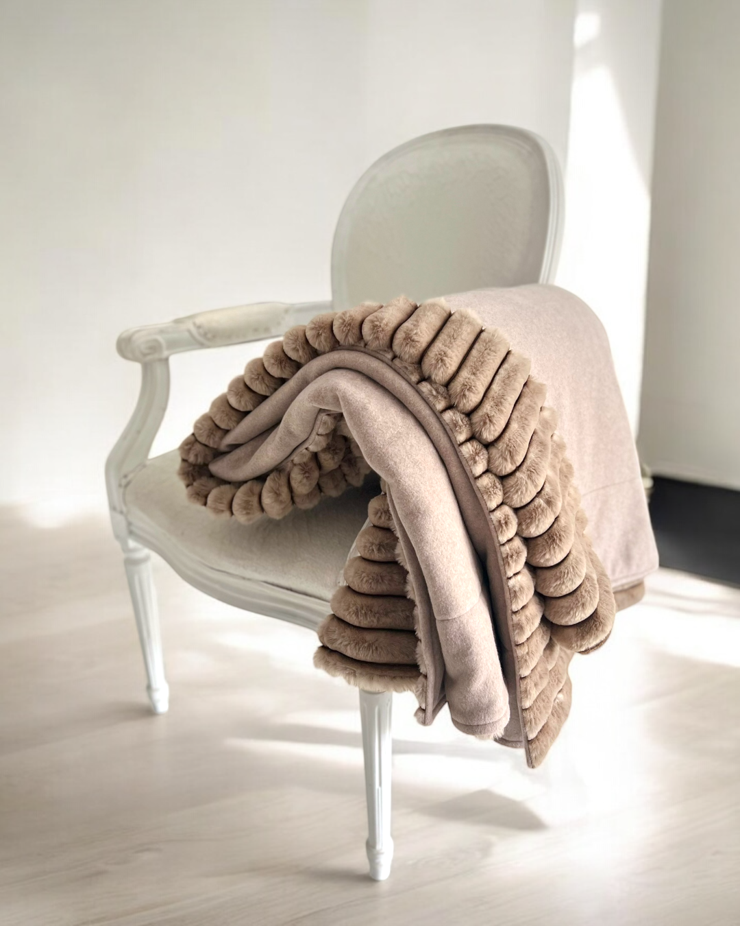 SOFAPOFA INDOOR PREMIUM ungefüttert // Baumwollfleece Sandmelange mit Dicke Streifen Marmor Sand // ca. 195x145 cm // SOFORTKAUF