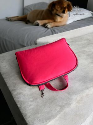 POPOPOFA // Sitzfläche ca. 30x50 cm // Softshell Neonpink  mit Rippen  Marmorgraphit // Sitzkissen zum Zusammenklappen