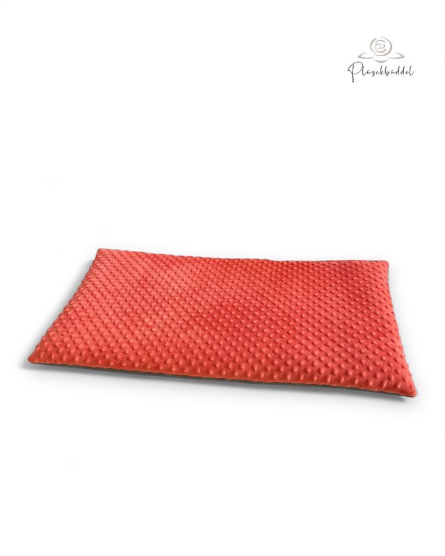 BODENPOFA CLASSIC // ca. 45x82 cm // Kunstleder Platingrau Vintage + Minky Dots Orange // Babymatte Hundeboxen Autorückbank Reisen // ohne Anti-Rutsch