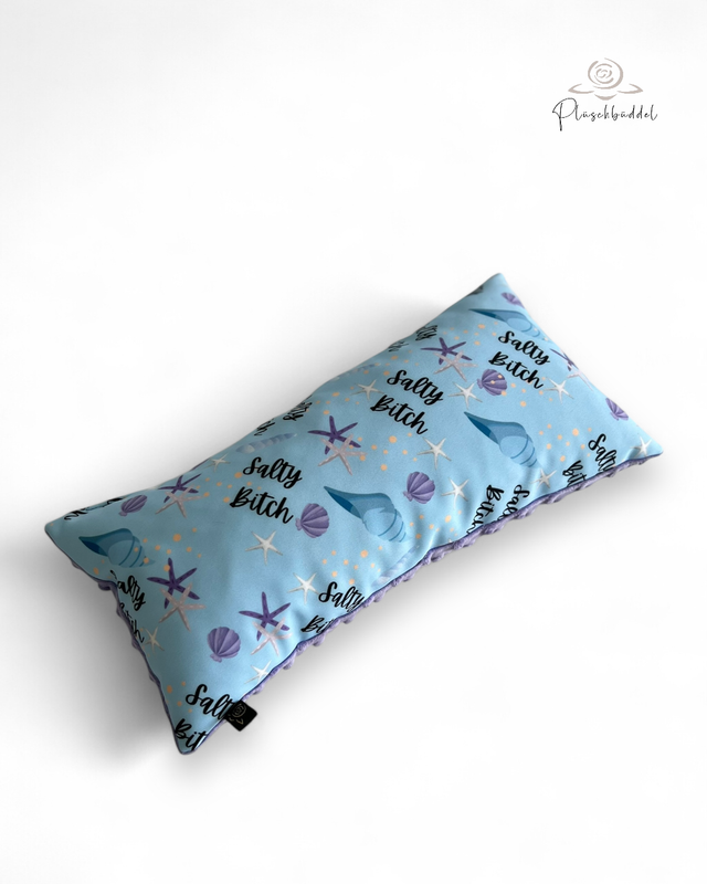 MINI-KISSEN // ca. 20x40 cm // Strandkissen aus Softshell Special Salty Bitch mit Minky Dots Heide // SOFORTKAUF