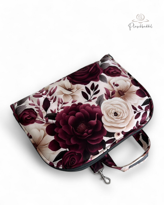 POPOPOFA // Sitzfläche ca. 30x50 cm // Softshell Special Red Roses mit Cord Aubergine // Sitzkissen zum Zusammenklappen