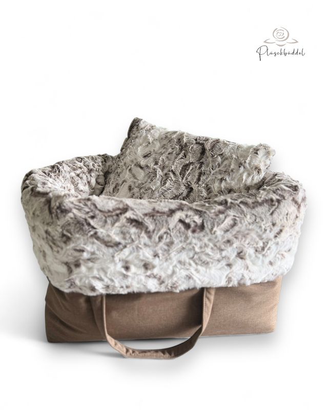 HOMYBAG PREMIUM // Grösse Quadrat // Softshell Braunmelange mit Schneeeule Taupe