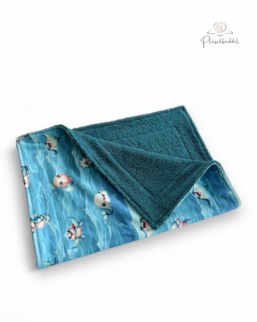 SOFAPOFA OUTDOOR PREMIUM ungefüttert // Softshell Seaworld Kids Aqua mit Frottée Petrol // ca. 65x45 cm // SOFORTKAUF