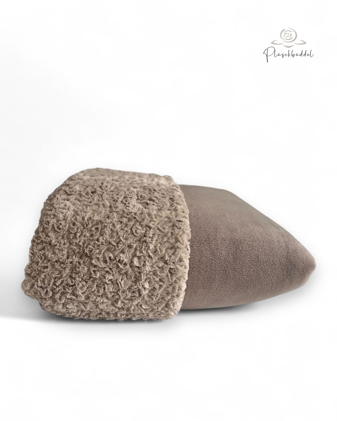 PLÜSCHBÜDDEL CLASSIC //  GRÖSSE L ca. 120x70 cm // Flausch Cappuccino mit Fleece Cappuccino // SOFORTKAUF
