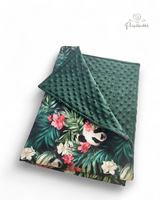 SOFAPOFA OUTDOOR PREMIUM ungefüttert // Softshell Special Panda mit Minky Dots Waldgrün // ca. 95x65 cm // SOFORTKAUF