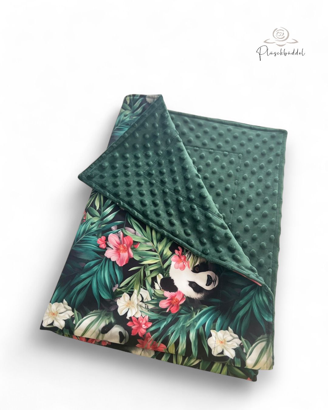 SOFAPOFA OUTDOOR PREMIUM ungefüttert // Softshell Special Panda mit Minky Dots Waldgrün // ca. 95x65 cm // SOFORTKAUF