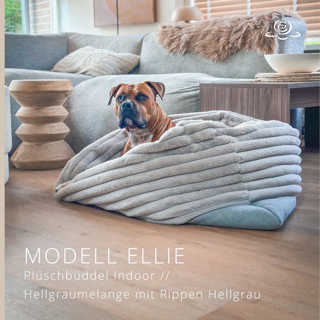 MODELL ELLIE // Hellgraumelange + Rippen Hellgrau + optional mit Reißverschluss