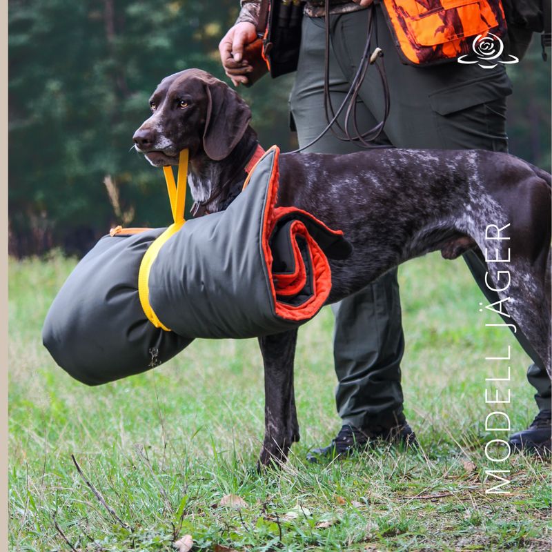 MODELL JÄGER // Olive + Orange  + optional mit Reißverschluss in Orange od. Olive