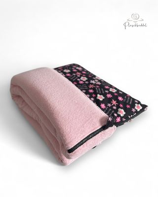 PLÜSCHBÜDDEL PREMIUM // Softshell Special Awsome +  Frottée Rosa + Reissverschluss Schwarz // Grösse L ca. 120x65 cm // SOFORTKAUF