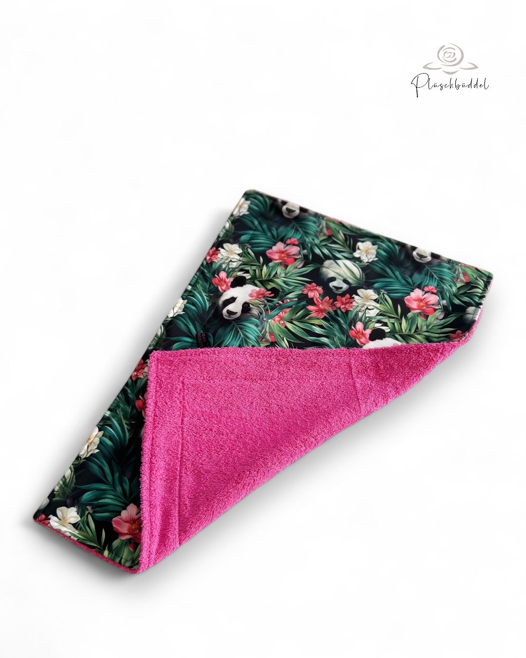 SOFAPOFA OUTDOOR PREMIUM ungefüttert // Softshell Special Panda im Wald mit Frottée Pink // ca. 65x45 cm // SOFORTKAUF