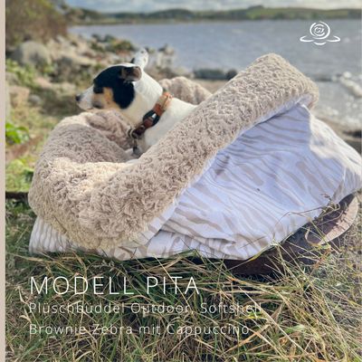 MODELL PITA // Softshell Brownie Zebra + Cappuccino + optional mit Reißverschluss