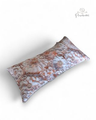 MINI-KISSEN // ca. 20x40 cm // Softshell 3D Blumen mit Cord Beige // SOFORTKAUF
