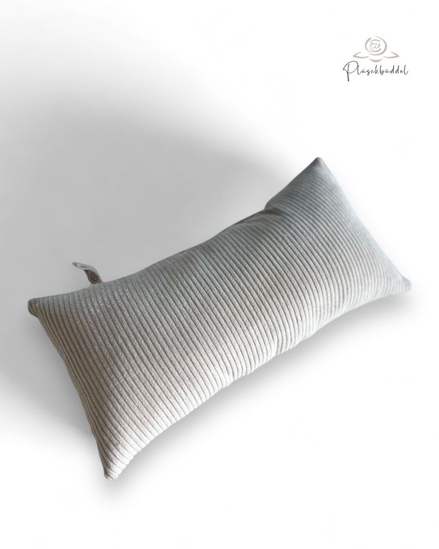 MINI-KISSEN // ca. 20x40 cm // Softshell 3D Blumen mit Cord Beige // SOFORTKAUF