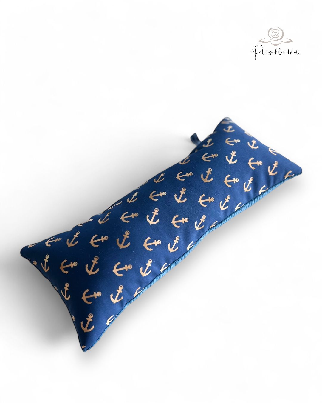 MINI-KISSEN // ca. 20x40 cm // Softshell Goldene Anker auf Marine mit Cord Indigoblau // SOFORTKAUF