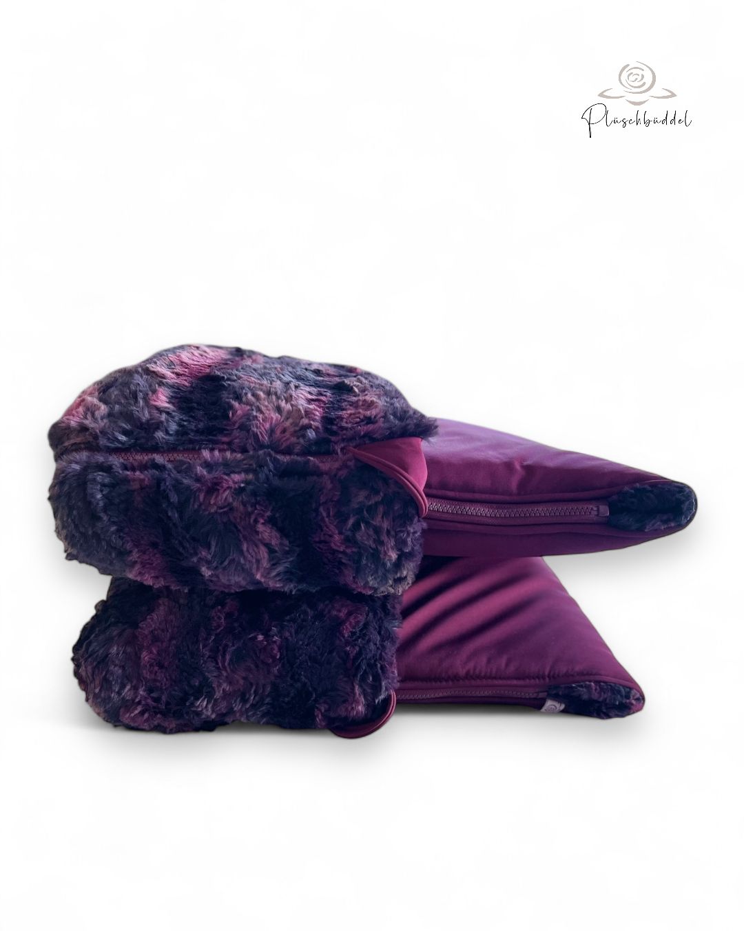 PLÜSCHBÜDDEL PREMIUM // Sofshell Special Dunkle Pflaume/Bordeaux + Wild Rabbit Dragon + Reißverschluss Bordeaux // SOFORTKAUF