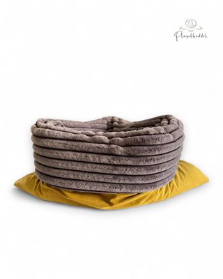 PLÜSCHBÜDDEL  PREMIUM INDOOR // Cord Okker + Kunstfell Rippen Marmorgraphit // SOFORTKAUF