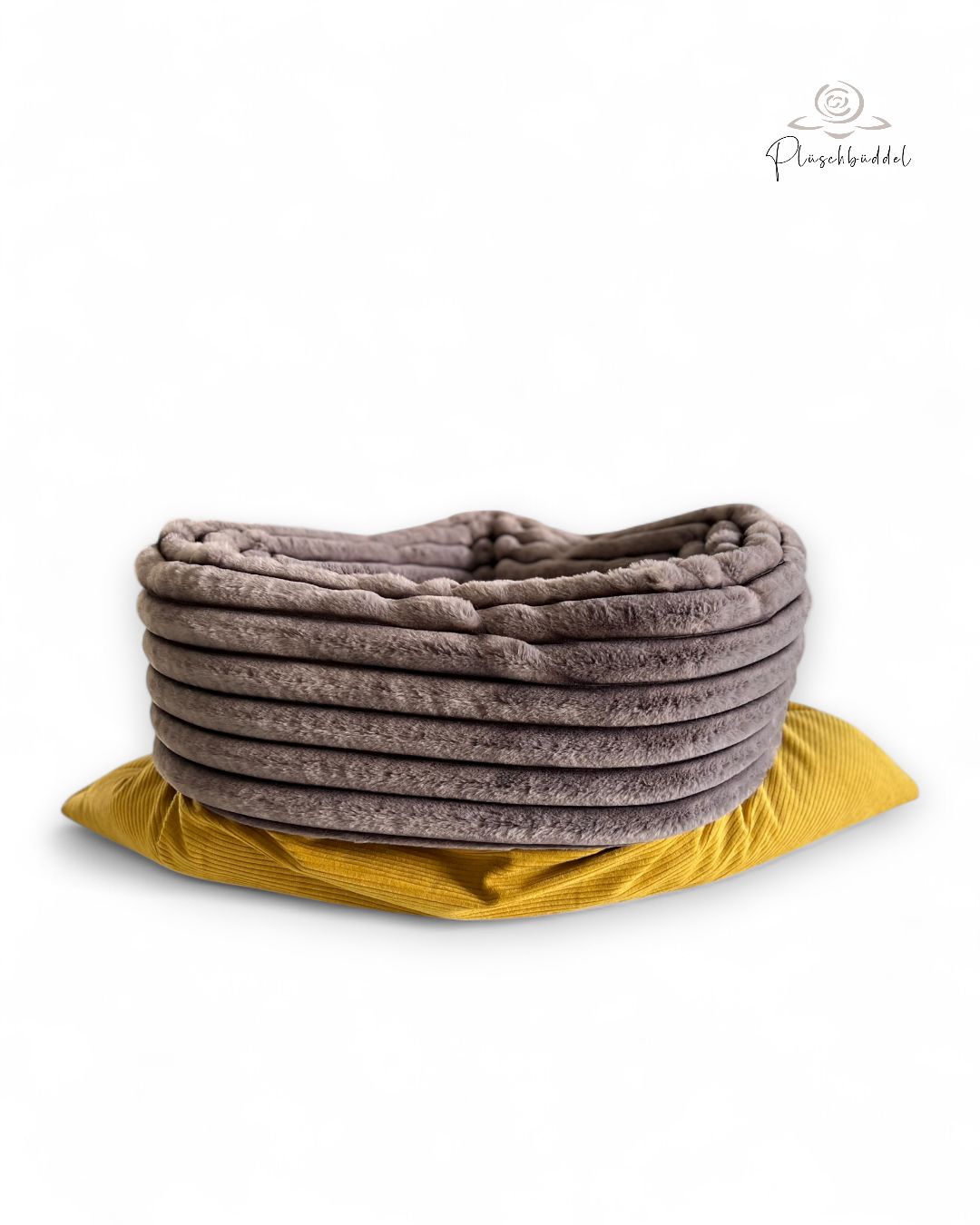 PLÜSCHBÜDDEL  PREMIUM INDOOR // Cord Okker + Kunstfell Rippen Marmorgraphit // SOFORTKAUF
