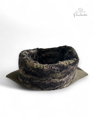 PLÜSCHBÜDDEL  PREMIUM INDOOR // Cord Khaki + Kunstfell Wild Rabbit Krokodil // SOFORTKAUF