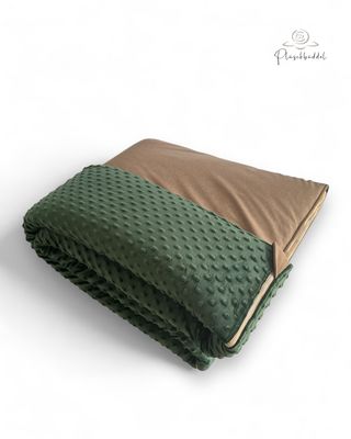 PLÜSCHBÜDDEL CLASSIC // Softshell Braunmelange + Minky Dots Waldgrün + Reißverschluss Braunbeige // SOFORTKAUF