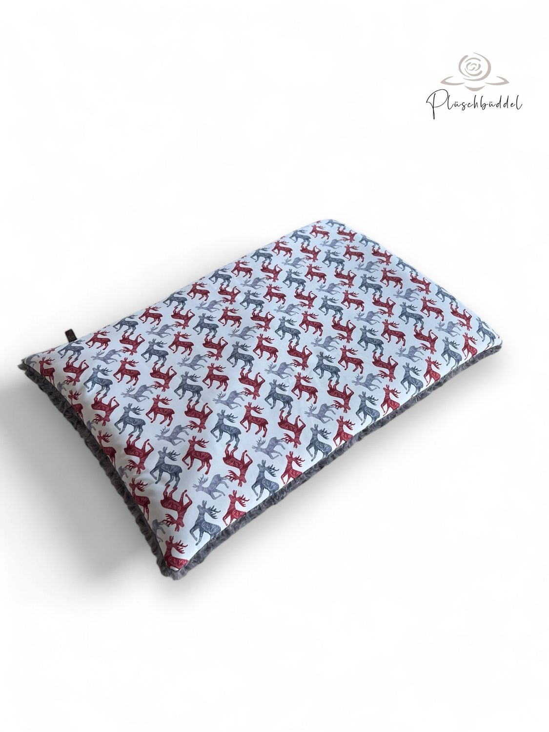 BODENPOFA PREMIUM // ca. 65x95 cm  // Softshell Hirsche mit mit Flausch Graphit // Babymatte Hundeboxen Autorückbank Reisen // ohne Anti-Rutsch
