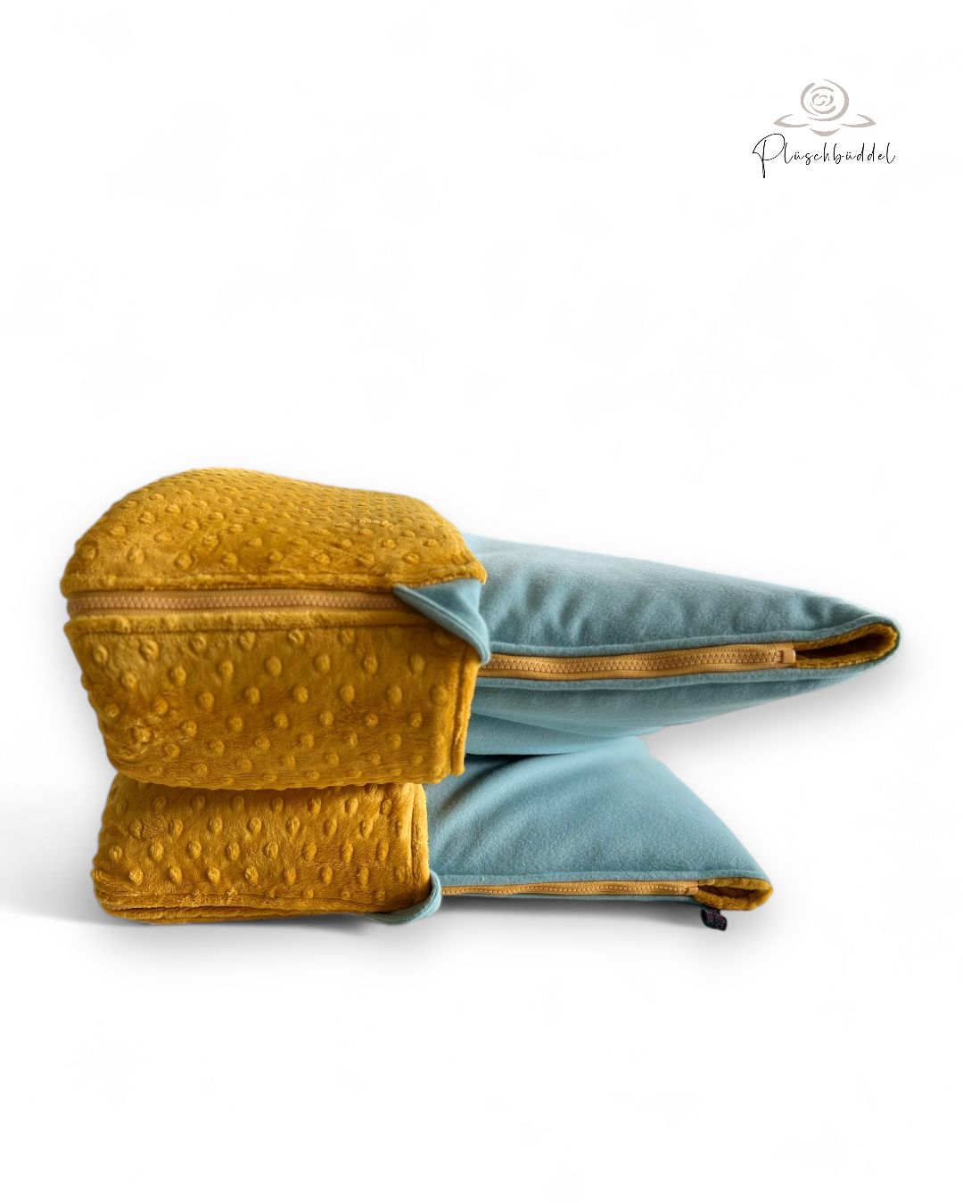 PLÜSCHBÜDDEL CLASSIC //  GRÖSSE L ca. 120x70 cm // Softcoat Mint mit Minky Dots Golden und Reissverschluss Curry  // SOFORTKAUF PLÜSCHBÜDDEL CLASSIC //  GRÖSSE L ca. 120x70 cm // Softcoat Mint mit Minky Dots Golden und Reissverschluss Curry  // SOFORTKAUF