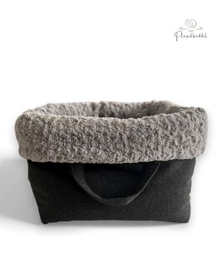 HOMYBAG CLASSIC SOFORTKAUF // Grösse Quadrat // Softcoat Dunkelgraumelange mit Rosenplüsch Hellgrau (Modell MILA)