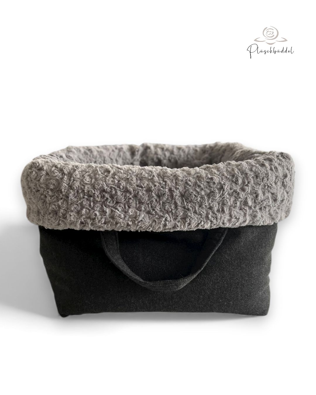 HOMYBAG CLASSIC SOFORTKAUF // Grösse Quadrat // Softcoat Dunkelgraumelange mit Rosenplüsch Hellgrau (Modell MILA) HOMYBAG CLASSIC SOFORTKAUF // Grösse Quadrat // Softcoat Dunkelgraumelange mit Rosenplüsch Hellgrau (Modell MILA)