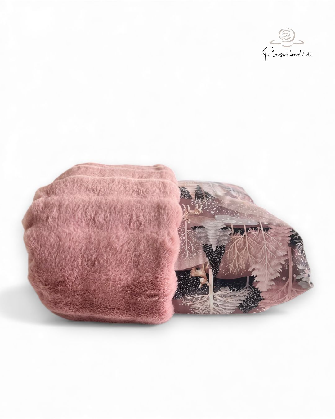 PLÜSCHBÜDDEL PREMIUM OUTDOOR //  GRÖSSE L ca. 120x70 cm // Softshell Xmas Rosa mit Bubbles Altrosa  // SOFORTKAUF