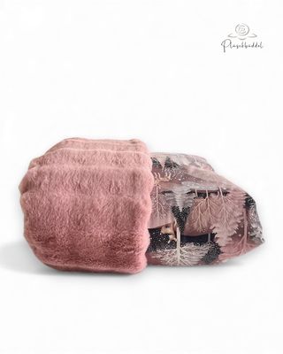 PLÜSCHBÜDDEL PREMIUM OUTDOOR //  GRÖSSE L ca. 120x70 cm // Softshell Xmas Rosa mit Bubbles Altrosa  // SOFORTKAUF