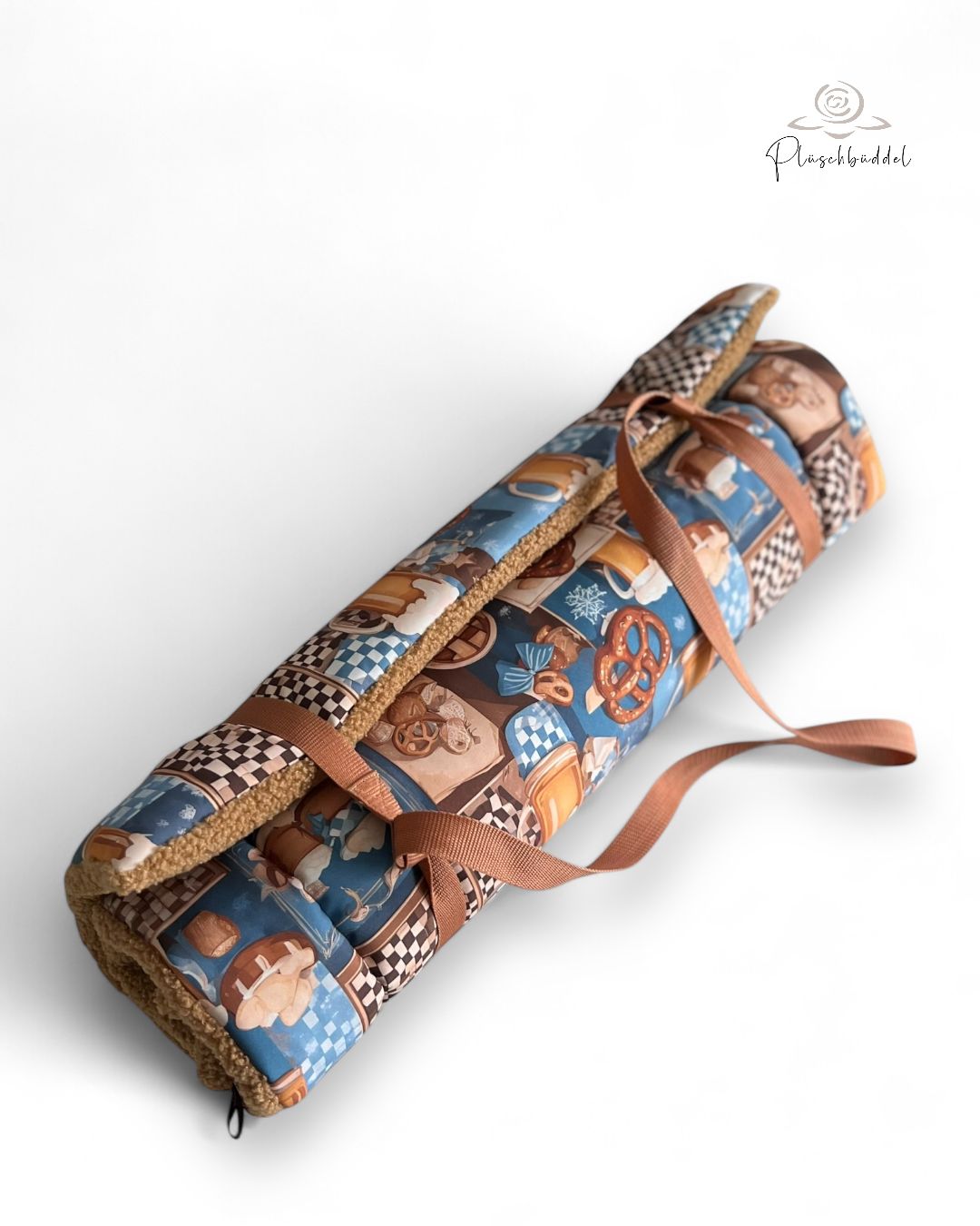 ROLLPOFA  // ca. 65 x 95 cm  // Softshell Babaria mit Teddy Camel // mit 4 cm Volumenvlies inkl. Tragegurt