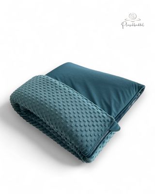 PLÜSCHBÜDDEL CLASSIC // Softshell Petrolmelange mit Minky Dots Dunkles Meer + Reißverschluss Petrol // SOFORTKAUF