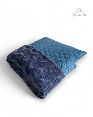 PLÜSCHBÜDDEL CLASSIC Indoor // GRÖSSE L ca. 120x70 cm // Denim Stepp mit Welle Jeans // SOFORTKAUF