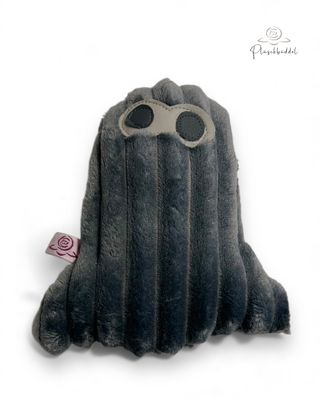 BÜDDEL-GEIST KLEIN // Streifenplüsch Graphit //  Upcycling-Spielzeug ohne Quitschie // Schutzengel Traumfänger Seelentröster Sorgenfresser für Vierbeiner