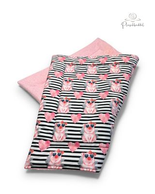 Gefütterte SOFAPOFA OUTDOOR LUXUS /  ca. 65x95 cm  // Softshell Special Glücksschweinchen mit Frottée Rosa // SOFORTKAUF