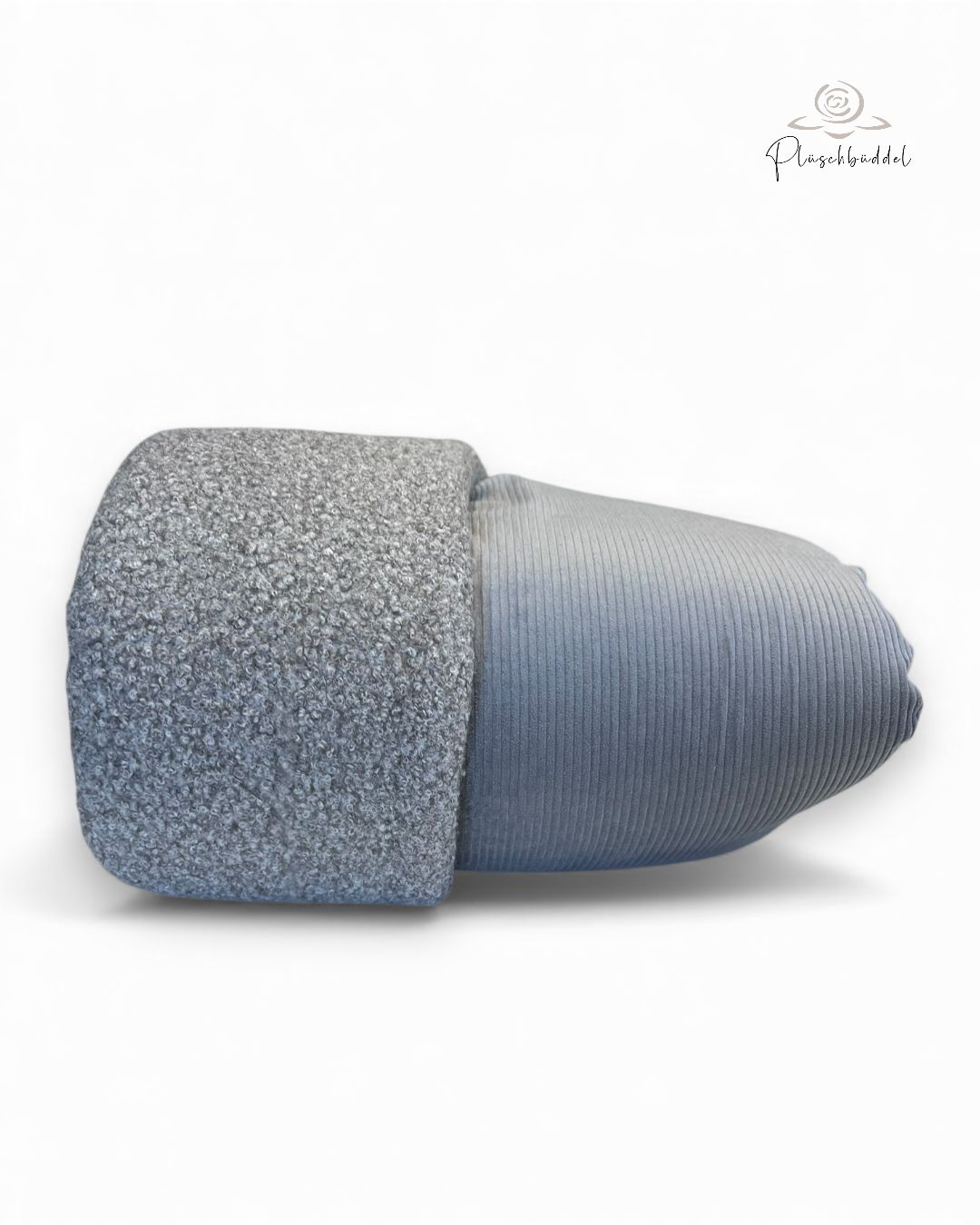 PLÜSCHBÜDDEL CLASSIC INDOOR //  Grösse M ca. 95x65 cm // Cord  Grau mit Bouclé Graumelange // SOFORTKAUF