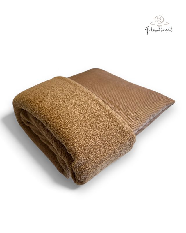 PLÜSCHBÜDDEL CLASSIC INDOOR // Grösse M ca. 95x65 cm // Cord Camel mit Teddy Camel // SOFORTKAUF